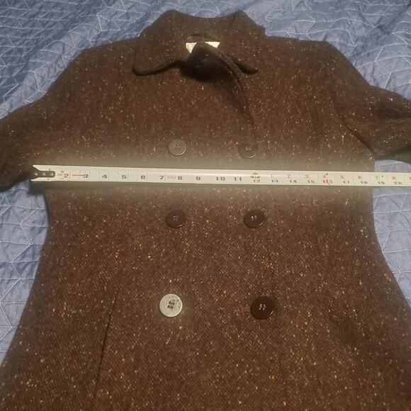 Jones New York Sport Size 6 Brown Speckled Tweed Wool Blend Pea Coat - Picture 10 of 12